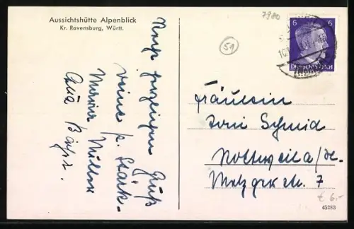 AK Ravensburg / Württ., Aussichtshütte Alpenblick
