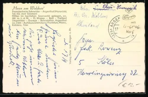 AK Argenthal /Soonwald, Wald-Restaurant Schneider