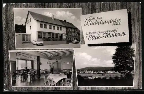 AK Ludwigswinkel /Pfalz, Gasthaus und Pension Blick zum Maimont
