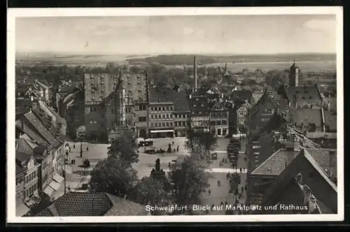 AK Schweinfurt, Blick auf Marktplatz und Rathaus