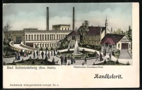 AK Bad Schmiedeberg /Halle, Städtisches Eisenmoorbad, Brunnen, Parkanlage
