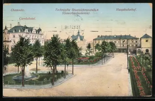 AK Chemnitz, Carolahotel, Technische Staatslehranstalten, Hauptbahnhof