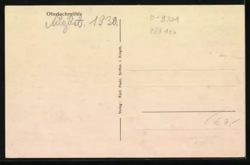 AK Oberlochmühle, Ortsansicht mit Brücke und umliegenden Häusern