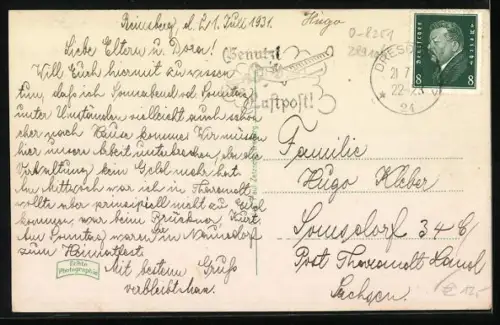 AK Neukirchen /Meissen, Oberdorf, Oehmichens Gut, Kirche mit Schule