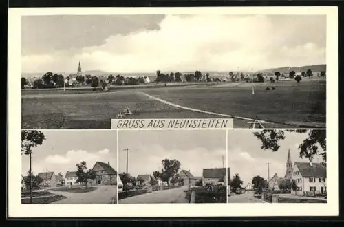 AK Neunstetten / Baden, Ortsansicht, Kirche, Strassenpartie