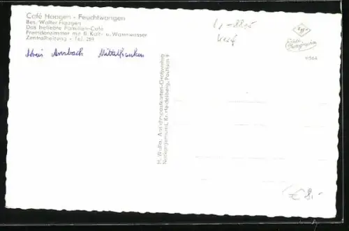 AK Feuchtwangen, Café Haagen, Gasthaus Café Haagen, Inh. Walter Haagen