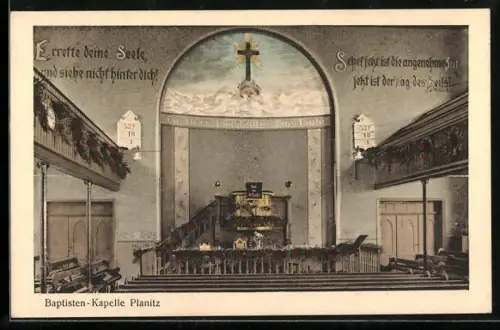 AK Planitz / Zwickau, Baptisten-Kapelle, Innenansicht