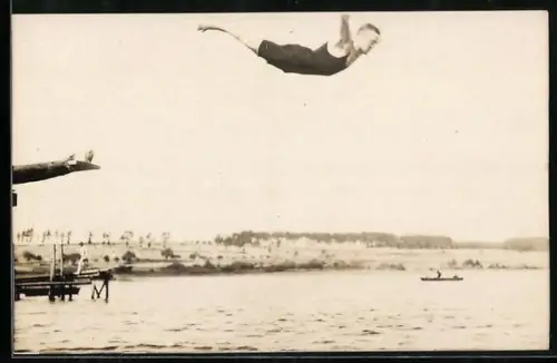 Foto-AK Ilmenau, Sprungturm im Freibad