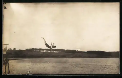Foto-AK Ilmenau, Freibad, Sprungturm