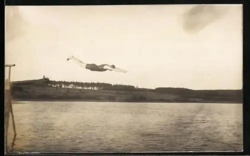 Foto-AK Ilmenau, Sprungbrett am Freibad