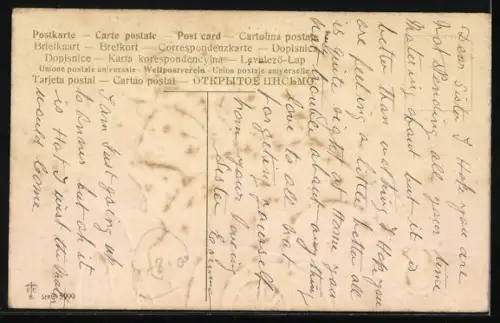 Lithographie Mann erklärt der Dame die Einzelheiten seines Autos