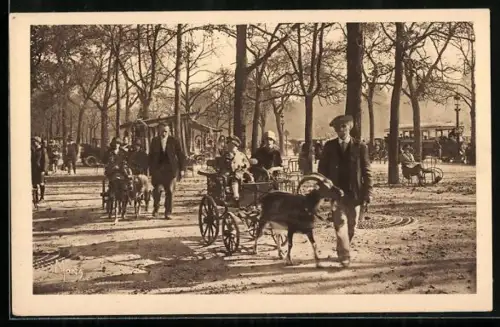 AK Paris, Rundfahrt mit einem Ziegengespann