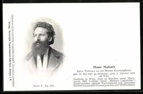 AK Hans Makart, Maler u. Professor an der Wiener Kunstakademie