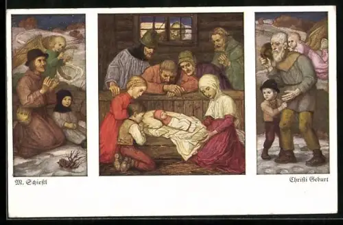 Künstler-AK Matthäus Schiestl: Bilder zur Geburt Jesus Christus