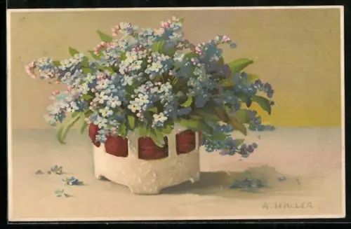 Künstler-AK A.Haller: Blumentopf