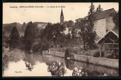 AK Aisey-sur-Seine /Côte-d`Or, Le Cours de la Seine