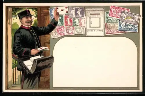AK Briefbote bringt französische Briefe und Briefmarken, Boîte à Lettres