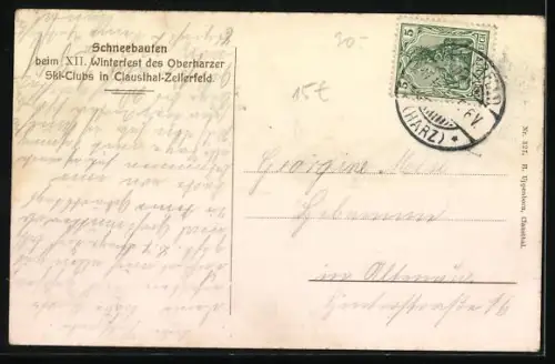 AK Clausthal-Zellerfeld, Schneebauten beim XII. Winterfest des Oberharzer Ski-Clubs