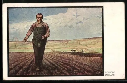 Künstler-AK Der Säemann auf dem Feld