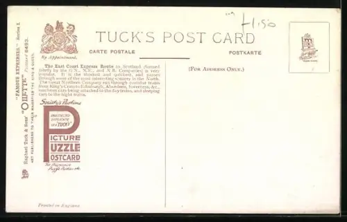 Künstler-AK Englische Eisenbahn Flying Scotchman der G. N. R. near Hatfield