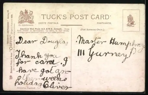 Künstler-AK G.S. & W.R. American Mail, englische Eisenbahn-Lokomotive