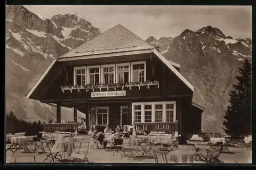 AK Engelberg, Gasthaus Waldhaus Geschnialp mit Hutstock und Widderfeld