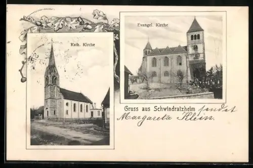 AK Schwindratzheim, Kath. Kirche, Evangl. Kirche