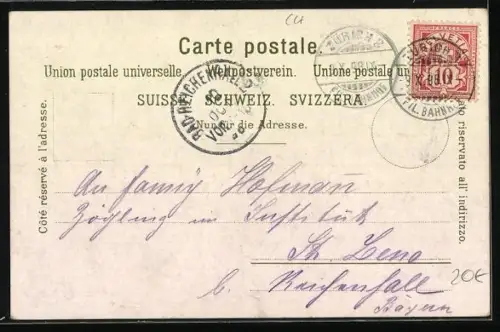 Lithographie Zürich, Ortsansicht, Zürich-See mit Uto, Berggesichter