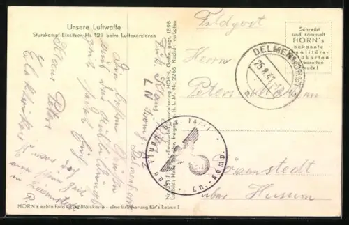 AK Flugzeug, Sturzkampf-Einsitzer Hs 123 beim Luftexerzieren