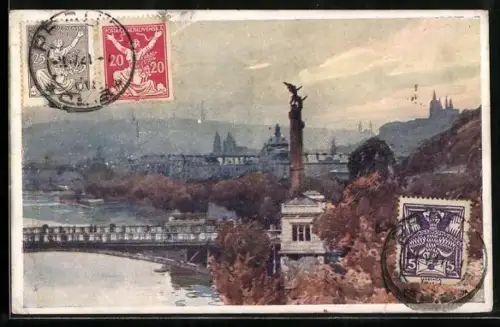 Künstler-AK Prag / Praha, Most Svatopluka-Cecha