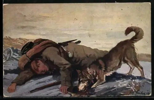 AK Sanitätshund findet einen verwundeten Soldaten