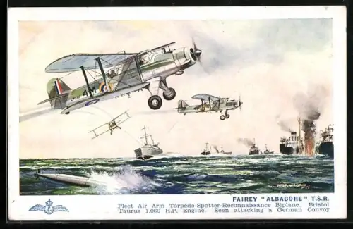 Künstler-AK Flugzeug Torpedo-spotter-reconnaissance