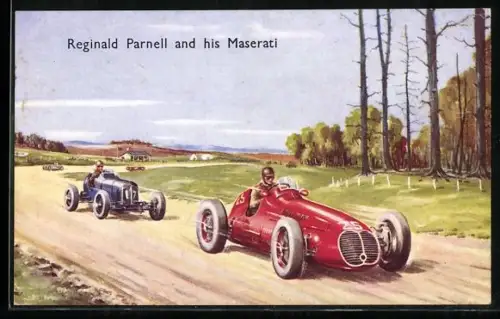 AK Reginald Parnell and his Maserati, Autorennen