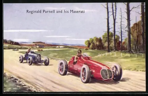 AK Reginald Parnell and his Maserati, Autorennen