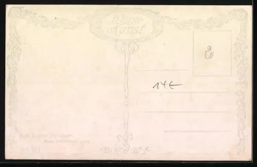 AK Parsival, Jüngling zwischen jungen halbnackten Grazien mit Blumen