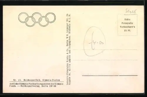 AK Reichssportfeld, Olympia-Stadion aus der Vogelschau