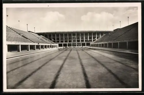AK Berlin, Olympia, Schwimmstadion mit Blick auf die Deutsche Kampfbahn