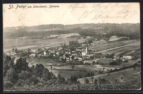AK St. Peter am Ottersbach, Teilansicht mit Kirche