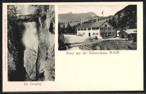 AK Walserschanz, Gasthof, Zwingsteg
