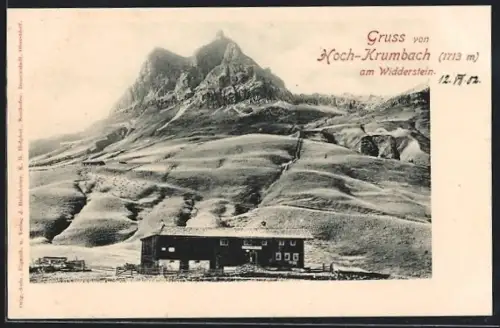 AK Hoch-Krumbach am Widderstein, Panorama mit Gasthaus