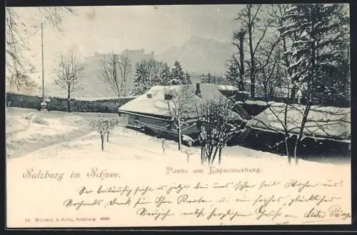 AK Salzburg, Kapuzinerberg im Winter