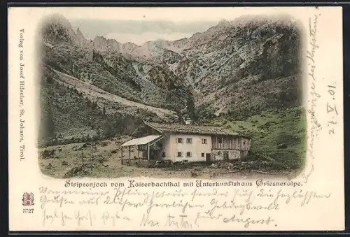 AK Stripsenjoch, Unterkunftshaus Griesneralpe vom Kaiserbachthal aus