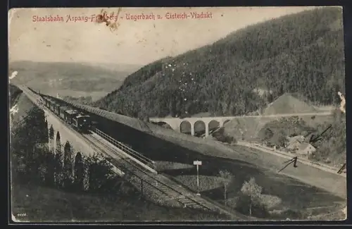 AK Aspang-Friedberg-Ungerbach, Staatsbahn und Eisteich-Viadukt