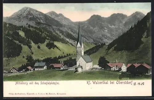 AK Mittelberg /Kl. Walserthal, Kirche, Schafalpköpfe