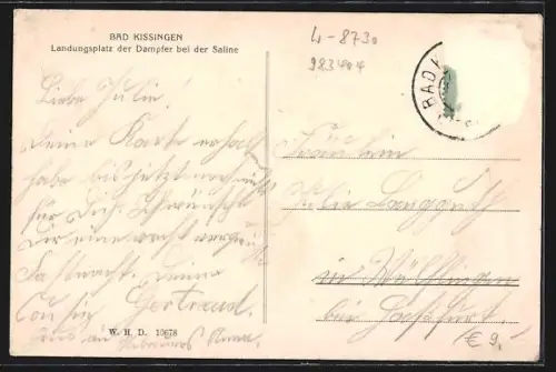AK Bad Kissingen, Landungsplatz der Dampfer bei der Saline
