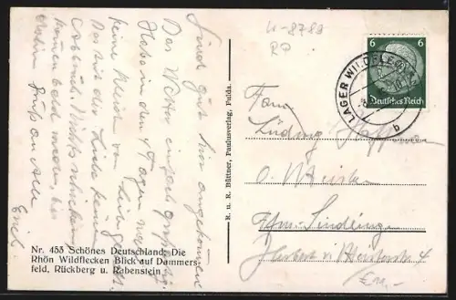 AK Wildflecken /Rhön, Blick auf Dammersfeld, Rückberg und Rabenstein