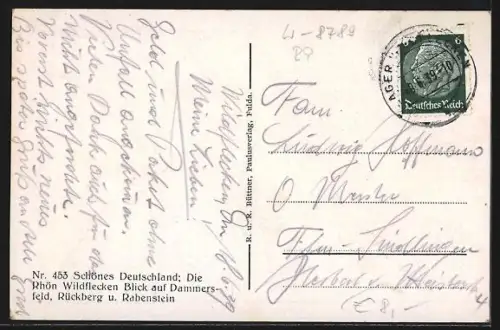 AK Wildflecken /Rhön, Blick auf Dammersfeld, Rückberg, Rabenstein