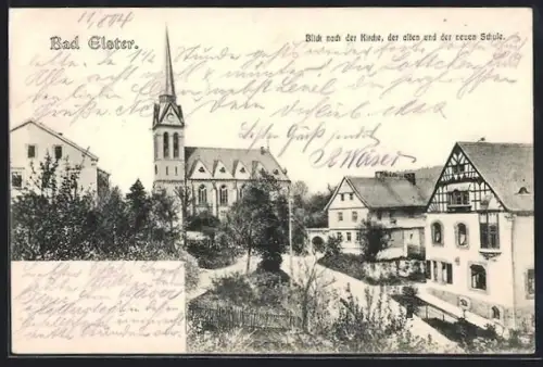 AK Bad Elster, Kirche, alte Schule, neue Schule