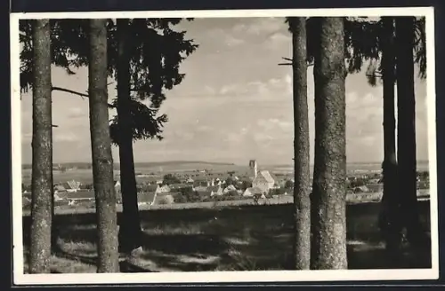 AK Wittislingen /Schwaben, Ortsansicht mit Kirche und Landschaft