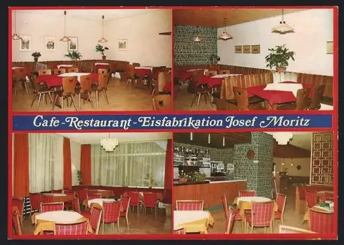 AK Mellrichstadt, Cafe-Restaurant-Eisfabrikation Moritz, Inh. Josef Moritz, Innenansichten